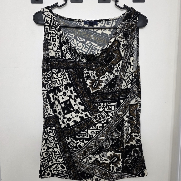 Chaps Black and White Women's Abstract Patten Shirt Size Large - Picture 1 of 7
